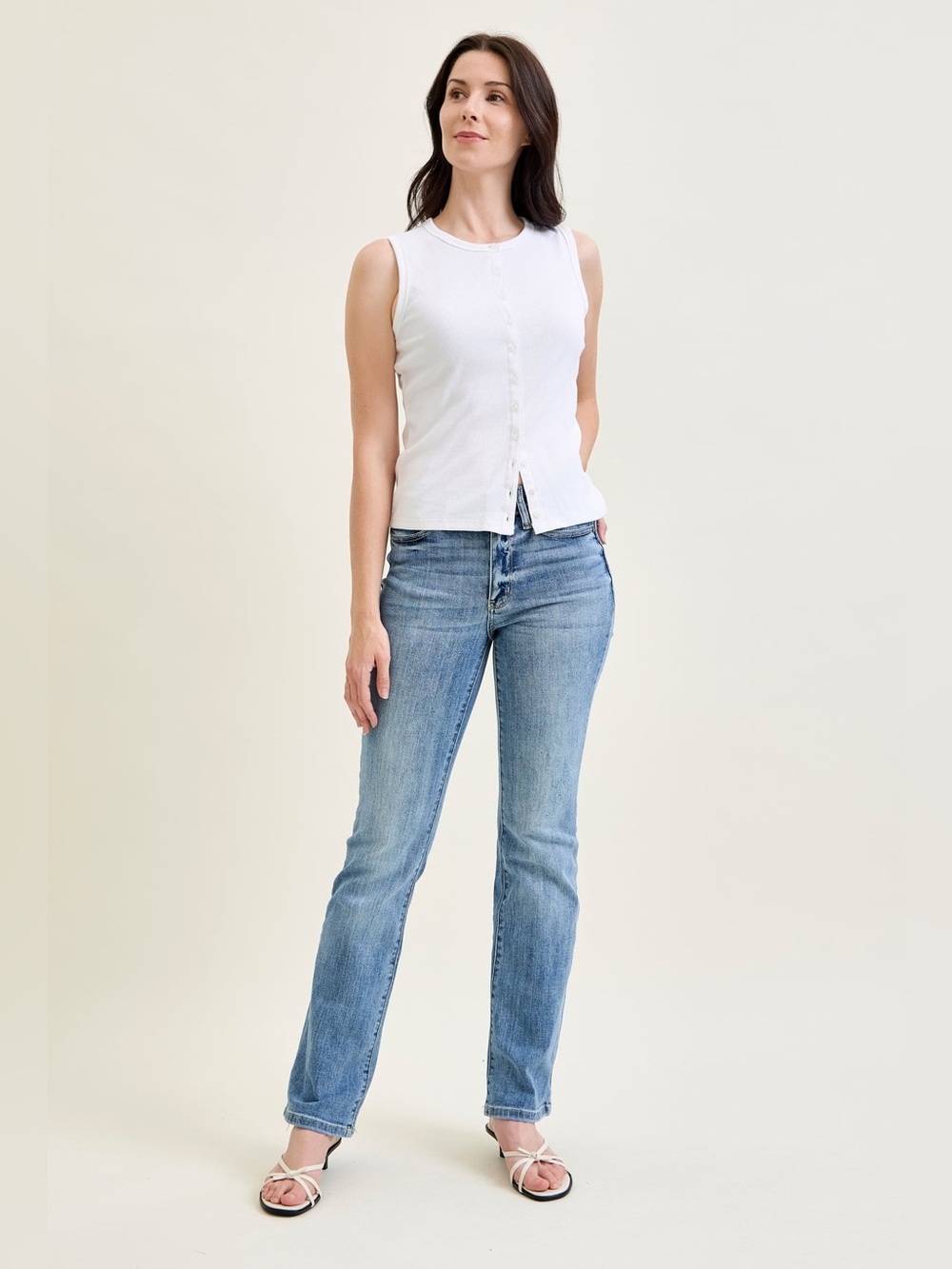 High-Rise Light Blue Bootcut Jeans - Women's - Picture 2 of 7